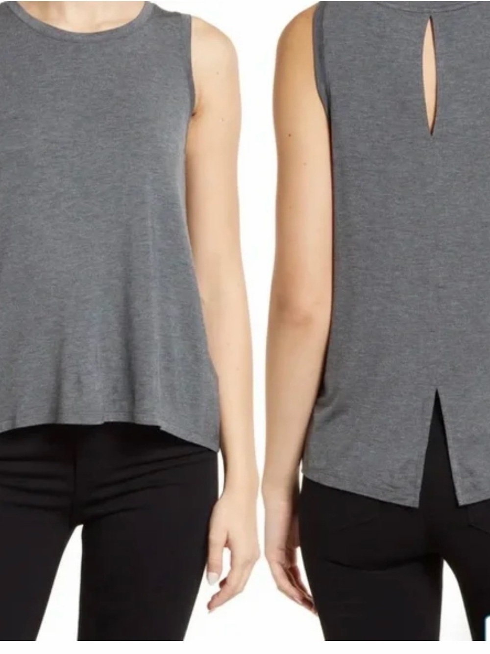 NWT Halogen Gray Sleeveless Swing Tank with Back Slit